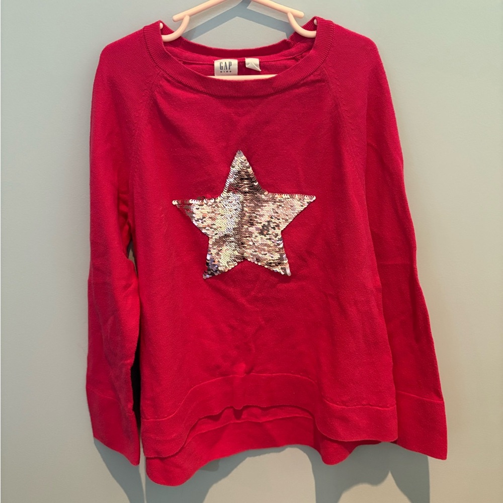 GAP Girl’s Pink Flippy Star Sequin Sweater in size L